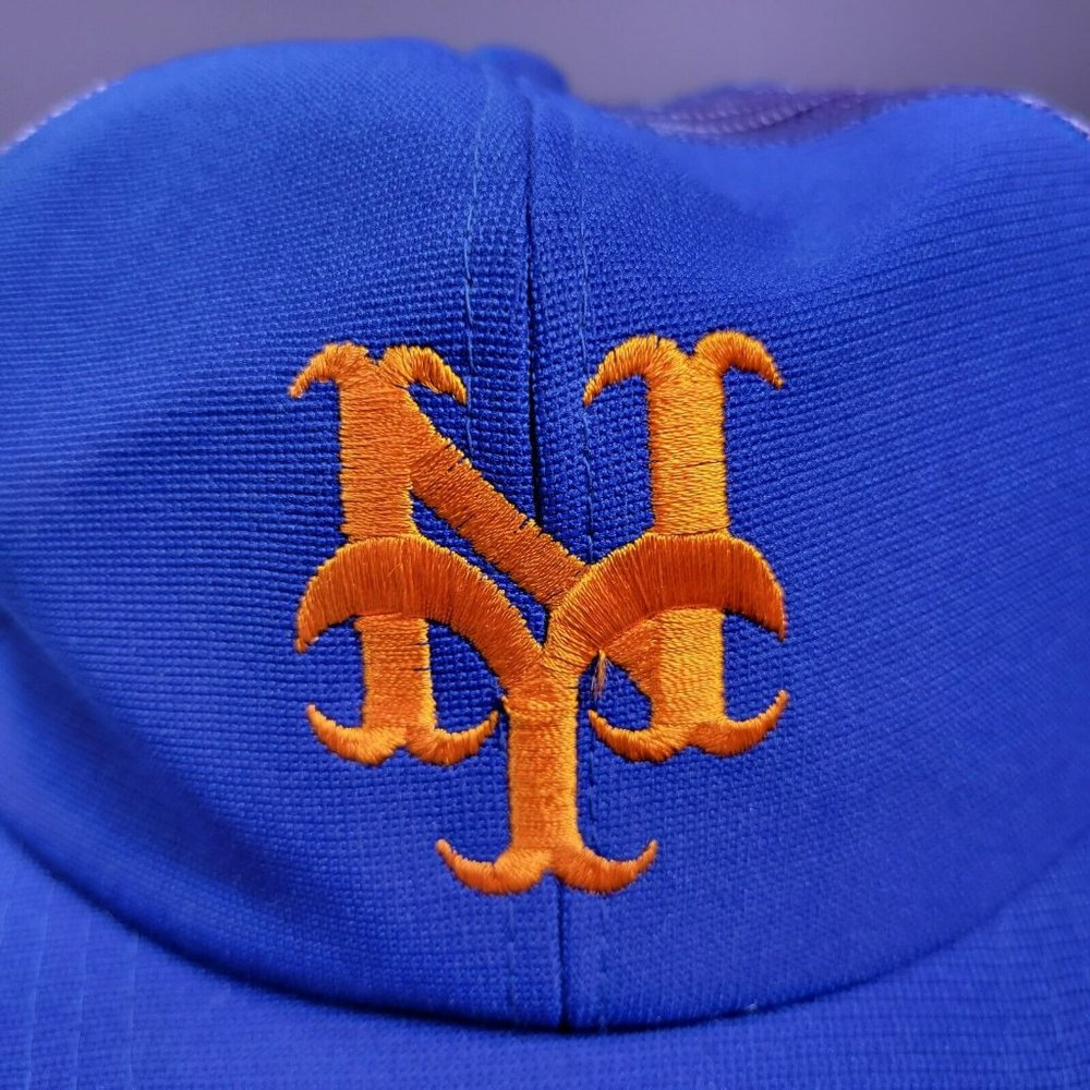 Vintage New York Mets Baseball Cap Snap Back Hat Blue Faded Mesh - Picture 4 of 7